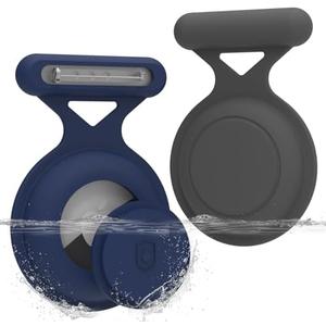 Waterproof Airtag Holder for Kids (4Pack), Hidden Air Tag Case with Pin, Full Cover GPS Tracker Clip Compatible with Apple Airtag for Toddlers, Children, Elderly, Clothing, Backpack (Gray/Blue)