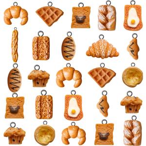 60-piece Handmade Simulation Bread Toast Charms - Resin Pendants for DIY Jewelry Making, Ideal for Earrings and Necklaces, Craft Supplies