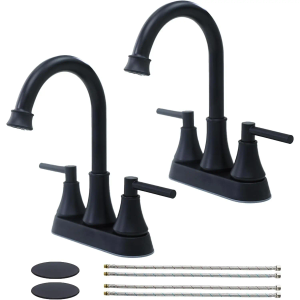 Bathroom Faucets for Sink 3 Hole, 4 inch Matte Black