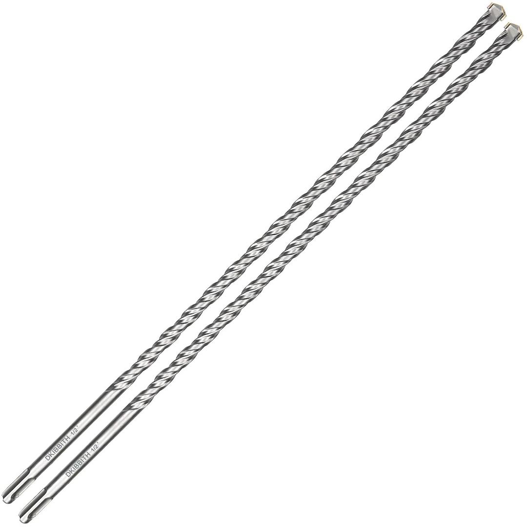 2-Pack SDS Plus Masonry Drill Bits 1/2 Inch x 18 Inch Long Rotary Hammer Drill Bits Carbide Tipped for Concrete Brick Cement Stone Block.