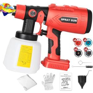 Picvelno Cordless HVLP Paint Sprayer for V20 Craftsman 20V Battery Tool,200W Brushless Handheld Electric Paint Spray Gun with 1000ML Container for DIY Small Projects:Fence,Cabinets,Chairs(No Battery)