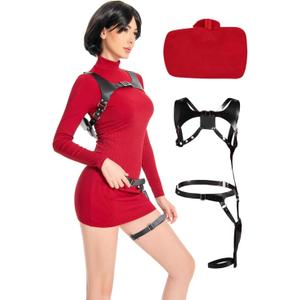 Women Cosplay Dress Outfit Agent Womens Game Costume Police officer Slim Fit Knitted Sweater, Larg
