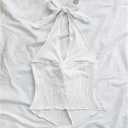 QJQ Women's Halter Tops Twist Front Slit Backless Cute Summer V Neck Tank Top Vacation Outfits (White)