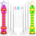 Sratte 6 Sets Balloon Column Stand Kit, 6.6 ft Adjustable Balloon Tower Pillar Telescopic Balloons Stand for Floor with Reusable Metal Pole and Base for Wedding Baby Shower Birthday Party Decoration