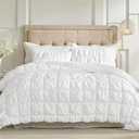 Amélie Home Twin Comforter Set, 2 Pieces White Bubble Bedding Set for All Season, Ultra Soft Cozy Comforter, Farmhouse Luxury Gift for Women Home Decor