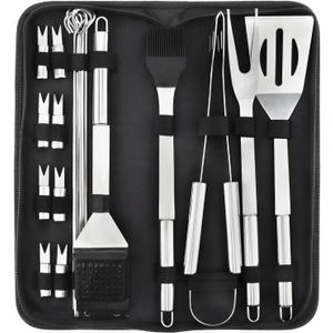 BBQ Grill Accessories Set, 20Pcs Barbecue Grill Tools, Stainless Steel BBQ Utensil Kit with Case for Smoker Camping, Great Choice for Outdoor Kitchen Cooking, Gift for Thanksgiving Day, Christmas