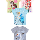 Disney  Princess Ariel, Cinderella, Belle, and Olaf, 4 Piece Short Sleeve T-Shirt for Toddler and Big Kids (Purple/Grey/Blue)