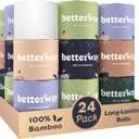 Betterway Bamboo Toilet Paper 3 Ply - Sustainable Toilet Tissue - 24 Long-Lasting Rolls & 360 Sheets Per Roll - Septic Safe - Organic, Plastic & PFAS Free - FSC Certified