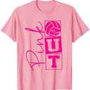 Volleyball Pink Out Breast Cancer Awareness Pink Ribbon T-Shirt Size L