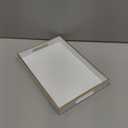 Spsyrine White Bathroom Vanity Tray with Handles for Dresser Tops, Countertop, Perfume Decorative Tray, 11.8 * 7.87 *1.37