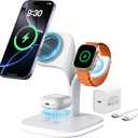 EXW for Magsafe Charger Stand,Charging Station for Multiple Devices,Wireless Charger for iPhone 17 Air 16 15 14 13 12 Series,Apple Watch Series 1-10/Ultra,AirPods Pro with LED and Adapter (White)