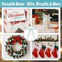 2 x 24 Pcs Light Blue Velvet Bows for Christmas Tree Decor, Elegant Velvet Pre-Tied Ribbon Bows Door Garland Vintage Ornaments for Christmas, Wreaths, Gifts and Home Decoration (5x7 Inch, 3/8'' Wide)