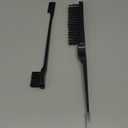 Geiserailie 2 Pcs Slick Back Hair Brush Set Bristle Brush Edge Control Teasing Comb for Women Black Hair(Black)
