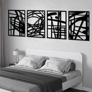 Vofstand Black Metal Abstract Wall Art - Bedroom Wall Decor Minimalist Wall Decor for Living Room Bedroom Decor 3D Textured Sculptures for Home Wall Art Hanging Wall Decor