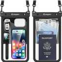 [Up to 10"] Large Waterproof Phone Pouch Bag - 2 Pack Waterproof Phone Case for iPhone 16 15 14 Pro Max Galaxy S24 S23 Ultra, IPX8 Cellphone Water Protector Pouch Beach Essentials Travel Must Haves (Extra Large [10-inch], [Black + Black] Large Waterproof Phone Pouch)