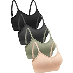 Geyoga 4 Pieces Neck Bralettes Wireless Cami Bra Tank Top Sports Bra for Women Girls