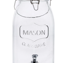 Drinks Dispenser, Set of 1 , Soda Container, 3.5 L, Tap & Lid, Water Dispenser, Glass & Plastic, Transparent