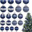 Poen 24 Pcs Christmas Balls Ornaments 3 Size Satin Silk Xmas Hanging Ball Decorations Luxury Shatterproof Christmas Tree Decor for Xmas Holiday Wedding Party Decoration(Blue)
