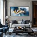 Abstract Canvas Wall Art Navy Blue Wall Art for Living Room Framed Modern Artwork for Walls, Above Bed Wall Decor Navy and Gold for Bedroom and Living Room Office Pictures Wall Decor 2040IN