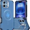 ESR for iPhone 16 Case with Stand, 23 ft Military-Grade Drop Protection, Heavy Duty Magnetic Phone Case, Compatible with MagSafe Accessories, Cyber Series, Light Blue