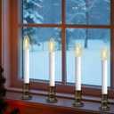 SUNSGNE Battery Operated Window Candles, Flameless Window Candles with Auto Timer for Holiday Home Table Christmas Decor, C26 LED Ultra-Bright Bulbs, 4 Pack, Antique Bronze Base