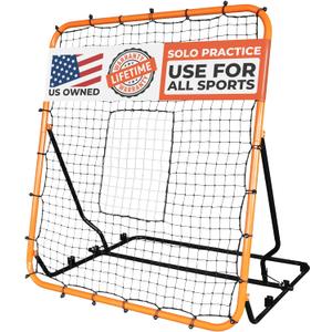 Volleyball Rebounder Net, Soccer Rebounder, Lacrosse Rebounder, Baseball Rebounder Net | Improve Pitching and Fielding Training, Spiking, Passing and Shooting Skills (Orange)