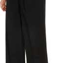 FUNYYZO Wide Leg Pants Women's High Elastic Waisted in The Back Business Work Trousers Long Straight Suit Pants (Black)