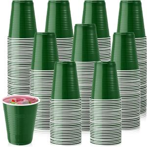 Zopeal 200 Pcs Plastic Cup Bulk 18 oz Disposable Tumblers Wedding Hard Plastic Party Wine Cups Fancy Beverage Drinking Soda Cocktail Glasses for Wedding Birthday Christmas(Green)