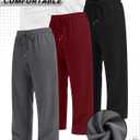 August Alley 3 Pack Men's Baggy Sweatpants Wide Leg Open Bottom Drawstring Pants Lounge Athletic Loose Joggers with Pockets 3XL