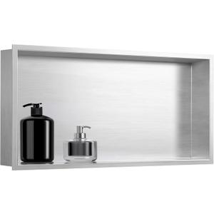 SaniteModar Shower Niche, Stainless Steel Shower Niche No Tile Needed, Recessed for Bathroom Storage (Brushed Silver, 12x24), 12" x 24", Single