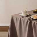 Linen Tablecloth for Rectangle Table, 52x70 Inch Cocoa Brown, Farmhouse Style Brown Tablecloth, Water Resistant Burlap Tablecloths for Dining Table Farmhouse Kitchen