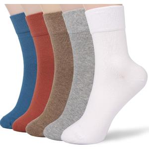 FGZ Women Thin Cotton Socks Soft Cozy Socks Cute Ankle Crew Socks 5 Pairs (L)