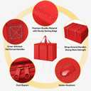 BALEINE 2Pk Insulated Reusable Grocery Bags, Collapsible Cooler Bag for Groceries, Heavy Duty Large Insulated Bag (16''x9''x13'', Bright Red)
