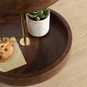 Kate and Laurel Lipton Modern Two Tier Tray, 13 x 13 x 20, Walnut Brown and Gold, Glam Decorative Tray