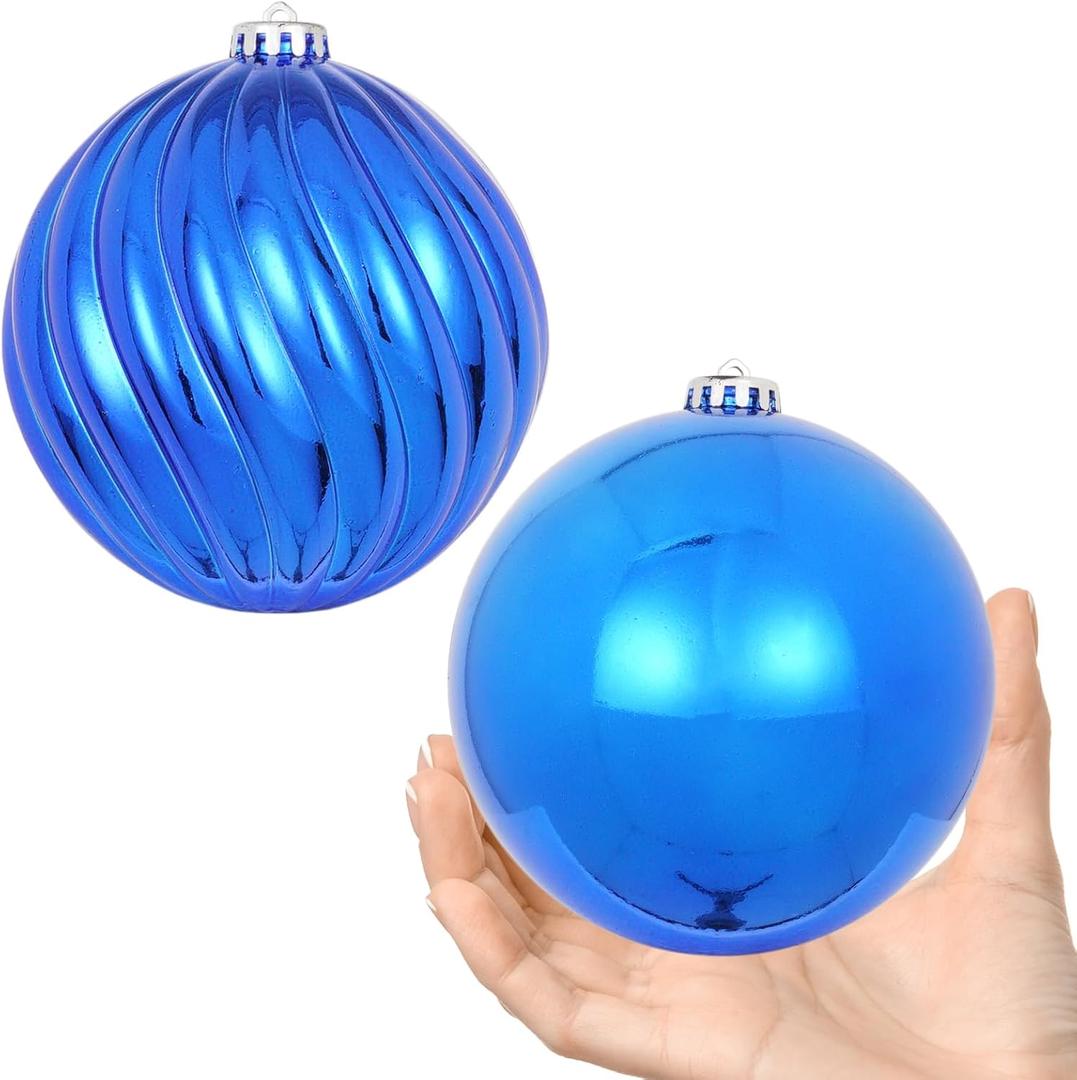 6in Large Christmas Ornaments Shatterproof Christmas Ball Ornaments Giant Hanging Balls Mercury Decorations for Holiday (Navy Blue)