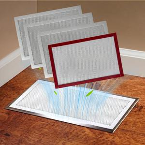 4 Packs Floor Register Vent Cover, 7"x13" Sticky Air Vent Screen Mesh Covers with Non-Magnetic Adhesive PET Gel - Securely Attaches to Plastic, Wood, Stone & More (White)