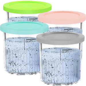 Creami Deluxe NC500/501 24oz Ice Cream Pints & Lids Replacement 4-Pack