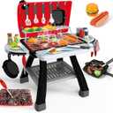 35pcs Kitchen Toy Set, Toy BBQ Grill Set, Cooking Toy Set, Little Chef Play, Kids Grill Playset Interactive BBQ Toy Set, Kids Kitchen Playset Toy Christmas Birthday Gift (Black and Red)