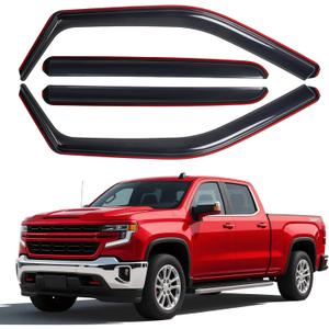 in-Channel Window Visors Rain Guards for Chevy Silverado/GMC Sierra 1500 2019-2025 Crew Cab, Window Deflectors Vent Visors for 2020-2025 Silverado 2500HD/3500HD Crew Cab, 4 Full-Size Doors