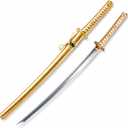 CANGDT Katana Sword, Traditional Handmade Sword, Real 9260 Spring Steel Full Tang Katanas, Authentic Samurai Swords, for Practice, Training, Performance and Collection (Gold)