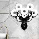 Metal Deer Wall Toilet Paper Storage,Animal Decorative Metal Holders,Black Toilet Tissue Holder,Cute Paper Storage for Bathrooms,Wall Pape Organizer Hold Extra 8 Rolls