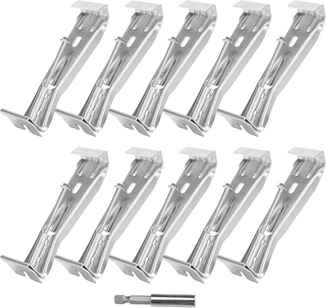 5 Inch Roofing Gutter Hangers, Quick Screw Hidden Gutter Support Brackets for Repairing Sagging 5 Inch K-Type Aluminum Gutters, Gutter Clips Comes with 1/4Hex Drill Bit, 10 Pack