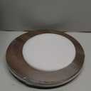 MAONAME Round Charger Plates Set of 6, 13 Inch Brown Charger for Dinner Plates, Farmhouse Faux Wood Plate Chargers, Rustic Table Chargers for Weddings, Party