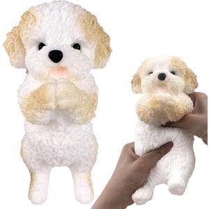 Hand Painted Dog Squishy Toys，Big Cute Ultra Soft Squeeze Fidget Puppy Toy for Stress Relief ,Kawaii Squishies Sticky Animal Toys for Adults Kids,Decompression Sensory Balls Toys (Teddy)