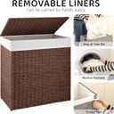 OIAHOMY Laundry Hamper with Lid, 110L(29.1 Gal) Large Wicker Laundry Basket for Bedroom, Handwoven Paper Rope Clothes Hamper with Washable Liner & Metal Frame, Decorative organizer for Bathroom Brown