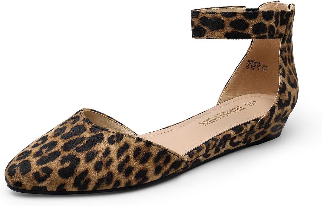 DREAM PAIRS Women's Low Wedge Round Toe Ankle Strap Dress Comfortable Casual Flats Shoes (11) Leopard-suede DREAM PAIRS Women's Low Wedge Round Toe Ankle Strap Dress Comfortable Casual Flats Shoes (11) Leopard-suede