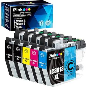 E-Z Ink Pro LC3013 LC3011 Compatible Ink Cartridge Replacement for Brother LC3013 LC3011 LC-3013 Compatible with MFC-J491DW MFC-J497DW MFC-J895DW MFC-J690DW (2 Black, 1 Cyan, 1 Magenta, 1 Yellow)