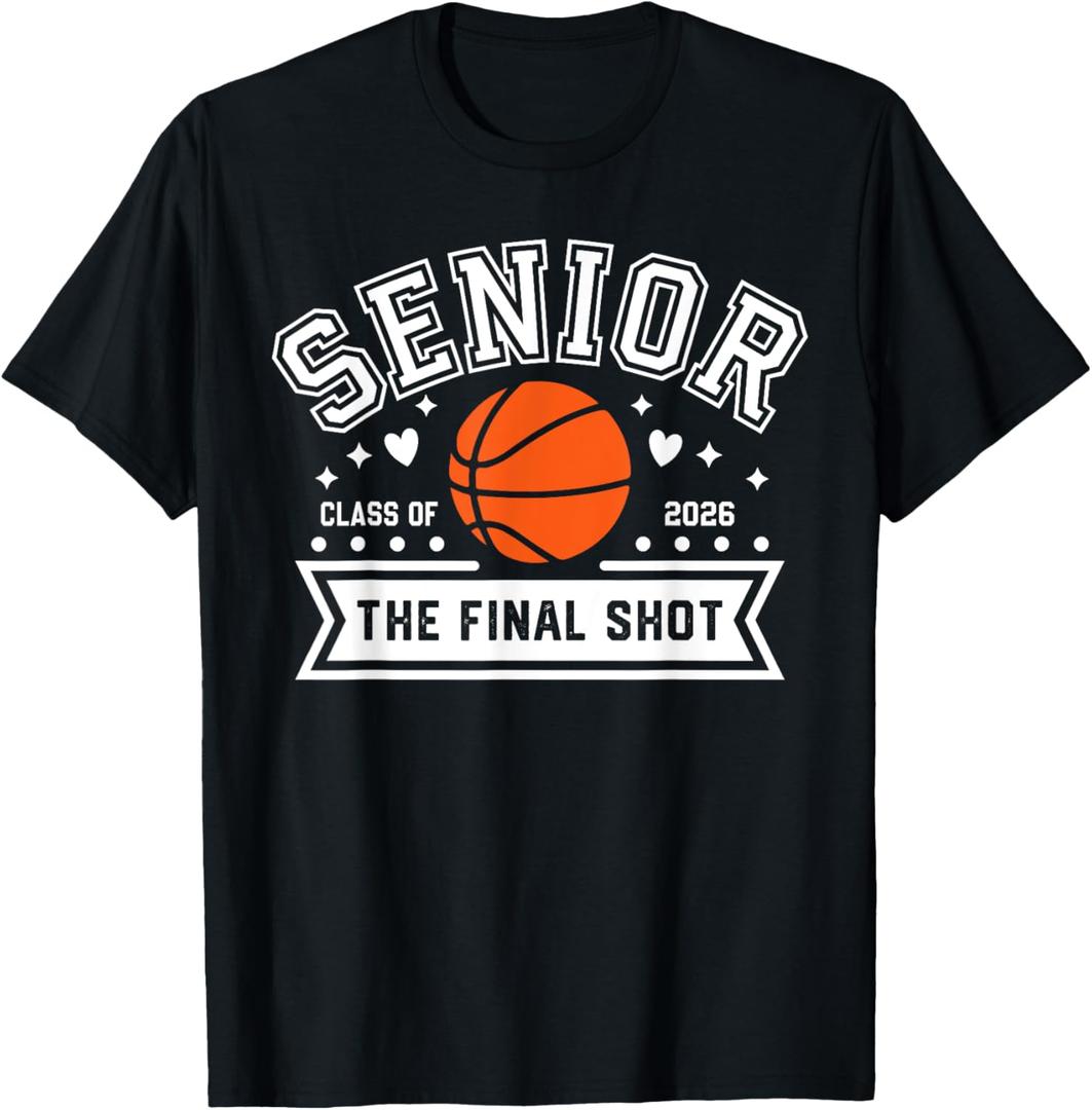 Senior Basketball Class of 2026 Crew Basketball Senior Night T-Shirt, Large