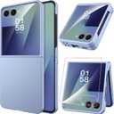 Miimall Slim Case for Flip 7 Samsung with Screen Protector,Thin Slim Shockproof Drop-Proof Anti-Scratches Nonslip Grip Full Body Matte Polycarbonate Protective Phone Cover for Samsung Z Flip 7,Liblue