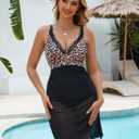 Edelqual Women One Piece Swimsuit Tummy Control Swim Dress Bathing Suit Mesh Sheer Slimming Sarong Wrap Sexy Swimswear (Black, XXL)